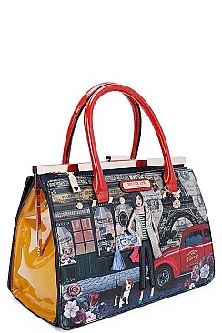 Nicole Lee LONG STRAPPED PRINT SATCHEL