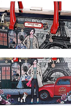 Nicole Lee LONG STRAPPED PRINT SATCHEL