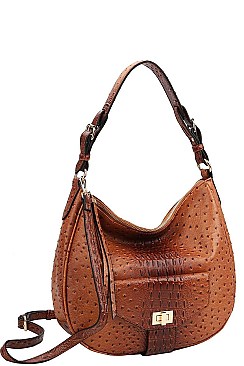 2 IN 1 CROCO HOBO BAG WITH MATCHING WALLET