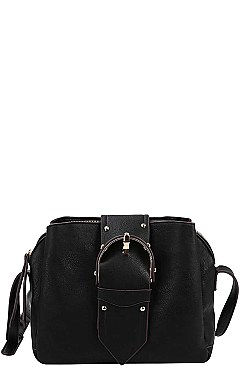TRENDY LARGE BUCKLE ACCENT CROSS BODY BAG