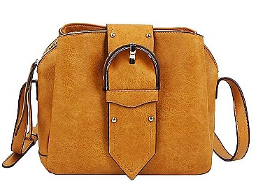TRENDY LARGE BUCKLE ACCENT CROSS BODY BAG
