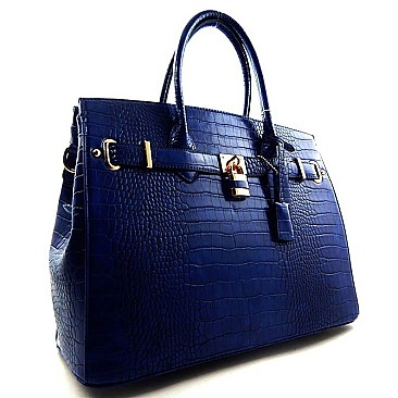 Crocodile Print Padlock Over-sized Celebrity Tote - New Colors