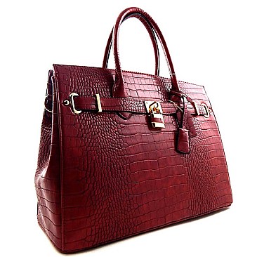 Crocodile Print Padlock Over-sized Celebrity Tote - New Colors