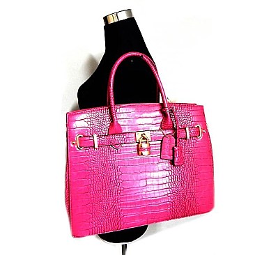 Crocodile Print Padlock Over-sized Celebrity Tote - New Colors