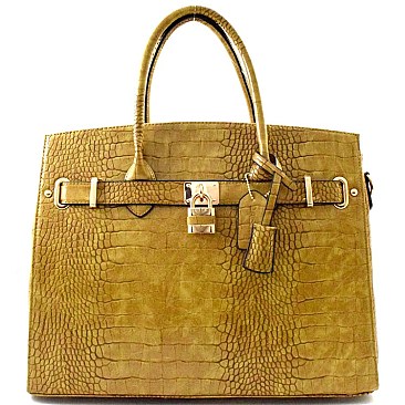 Crocodile Print Padlock Over-sized Celebrity Tote - New Colors