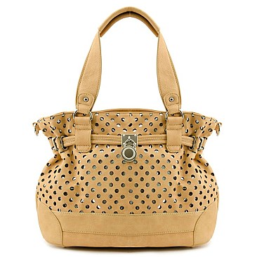 Polka Dot Laser Cut Out Padlock Bag