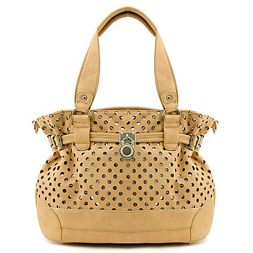 Polka Dot Laser Cut Out Padlock Bag