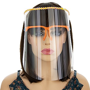 PROTECTIVE FACE SHIELD RHINESTONES & REUSABLE GLASSES