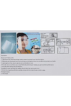 PACK OF 4 TRANSPARENT DETACHABLE MEDICAL DENTAL FULL FACE SHIELD KITCHEN COOKING FACE MASK