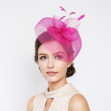 Fashionable Mesh Stripe Hat W/flower Comb SLFT17