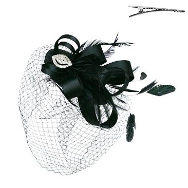 Classy Fascinator with Loopy Satin Bow W/feather