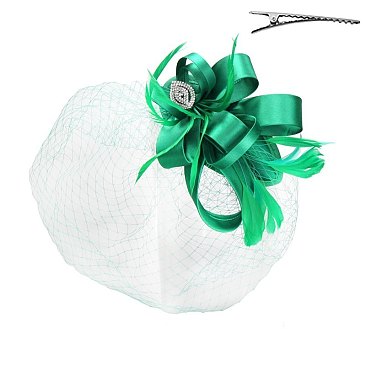 Classy Fascinator with Loopy Satin Bow W/feather