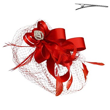 Classy Fascinator with Loopy Satin Bow W/feather