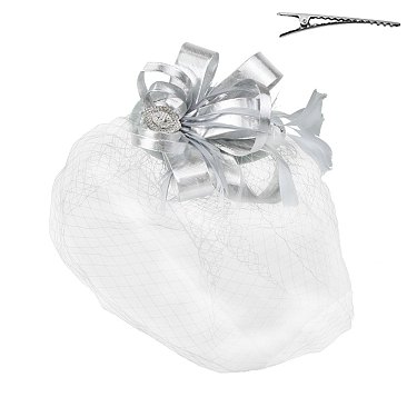 Classy Fascinator with Loopy Satin Bow W/feather