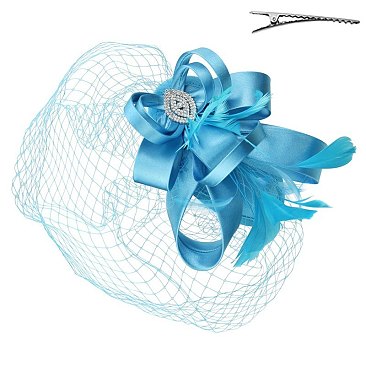 Classy Fascinator with Loopy Satin Bow W/feather