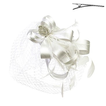 Classy Fascinator with Loopy Satin Bow W/feather