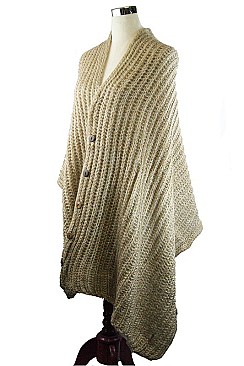 Stylish Button Accent Knitted Shawl FM-A50052