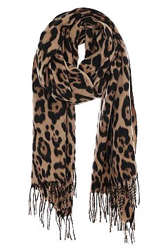 Animal PRINT OBLONG TASSEL SCARF