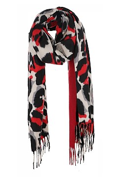 LEOPARD PRINT OBLONG TASSEL SCARF