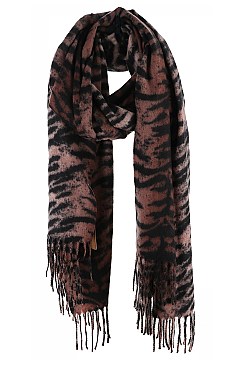 TRENDY OBLONG TASSEL ANIMAL PRINT SCARF