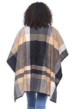 Classy Over Size Multi Tone Plaid Poncho FM-AO606