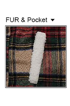 MULTI TONE PLAID PATTERN FAUX SHEARLING VEST
