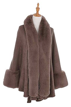 SOFT FUR COLLAR LONGLINE CARDIGAN