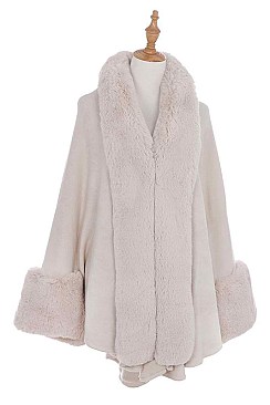 SOFT FUR COLLAR LONGLINE CARDIGAN
