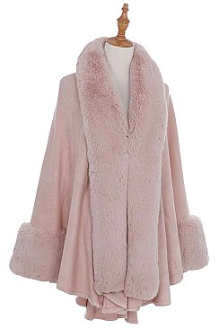 SOFT FUR COLLAR LONGLINE CARDIGAN