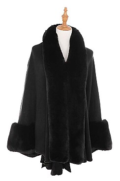SOFT FUR COLLAR LONGLINE CARDIGAN