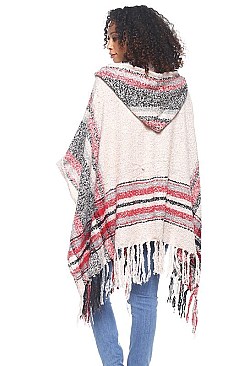 Stylish Over Size Plaid Fringe Poncho FM-AO611