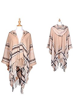 Stylish Over Size Plaid Fringe Poncho FM-AO611
