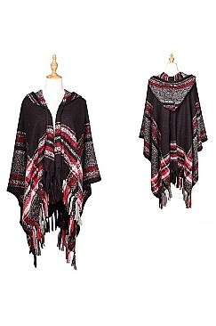 Stylish Over Size Plaid Fringe Poncho FM-AO611