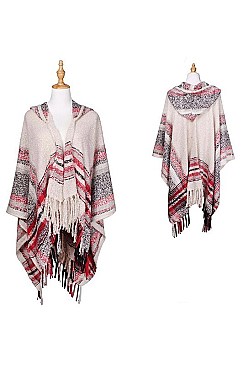 Stylish Over Size Plaid Fringe Poncho FM-AO611