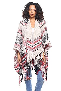 Stylish Over Size Plaid Fringe Poncho FM-AO611