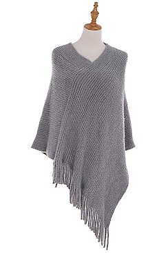 Classic Fringe Knit Poncho