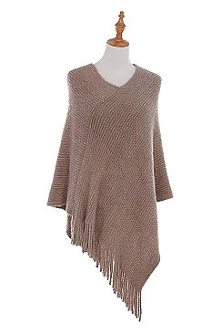 Classic Fringe Knit Poncho