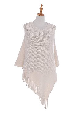 Classic Fringe Knit Poncho