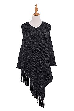 Classic Fringe Knit Poncho