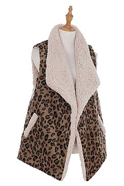 LEOPARD FAUX SHEARLING VEST