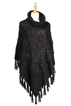 Fashionable Hand Crochet Fringe Poncho FM-AO621