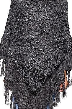 Fashionable Hand Crochet Fringe Poncho FM-AO621