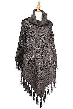 Fashionable Hand Crochet Fringe Poncho FM-AO621