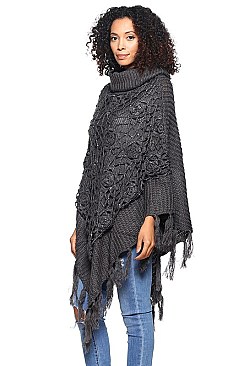 Fashionable Hand Crochet Fringe Poncho FM-AO621