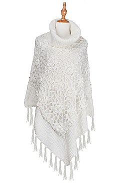 Fashionable Hand Crochet Fringe Poncho FM-AO621