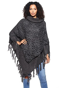 Fashionable Hand Crochet Fringe Poncho FM-AO621