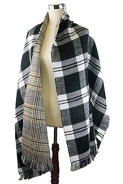 Pack of (6 Pieces) Assorted Stylish Reversible Plaid Pattern Shawls/Scarves FM-CG1080