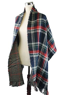 Pack of (6 Pieces) Assorted Stylish Reversible Plaid Pattern Shawls/Scarves FM-CG1080