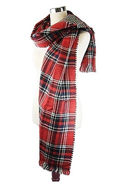 Pack of (6 Pieces) Assorted Stylish Reversible Plaid Pattern Shawls/Scarves FM-CG1080