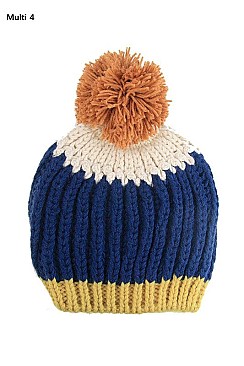 Fashionable Multi Tone Pom Pom Knit Beanie FM-HT180